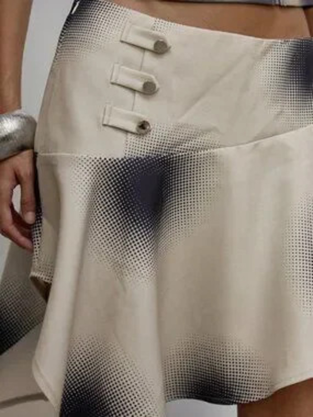 ZARA Khaki Casual Women's Asymmetric Button Placket Frill Trim Midi Skirt